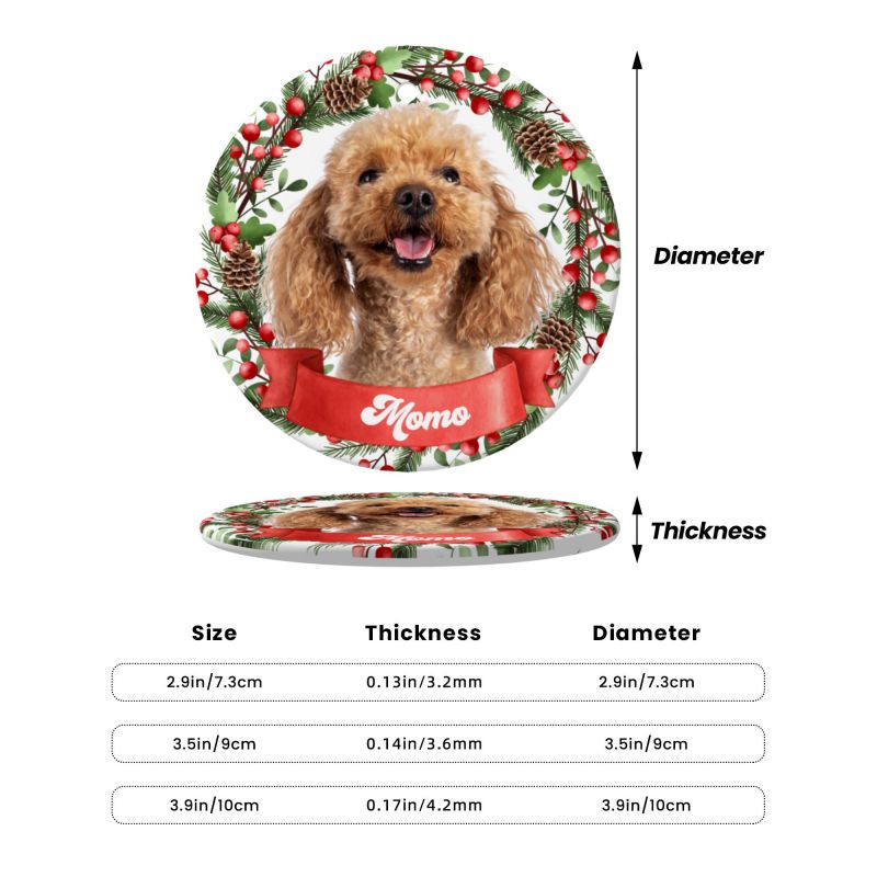 2025クリスマス限定！オーダーメイド うちの子グッズ  ペット写真 クリスマスオーナメント｜名前入り・陶器製・愛犬猫