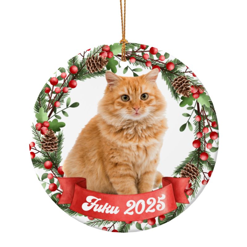 2025クリスマス限定！オーダーメイド うちの子グッズ  ペット写真 クリスマスオーナメント｜名前入り・陶器製・愛犬猫