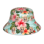 将图片加载到图库查看器，ペット写真でつくるオリジナルリバーシブル 反射素材 バケットハット  - 18下地色 ハワイアンスタイル
