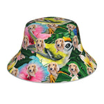 将图片加载到图库查看器，ペット写真でつくるオリジナルリバーシブル 反射素材 バケットハット  - 18下地色 ハワイアンスタイル
