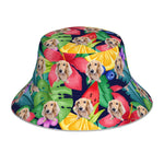 将图片加载到图库查看器，ペット写真でつくるオリジナルリバーシブル 反射素材 バケットハット  - 18下地色 ハワイアンスタイル
