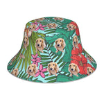 将图片加载到图库查看器，ペット写真でつくるオリジナルリバーシブル 反射素材 バケットハット  - 18下地色 ハワイアンスタイル
