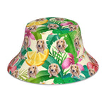 将图片加载到图库查看器，ペット写真でつくるオリジナルリバーシブル 反射素材 バケットハット  - 18下地色 ハワイアンスタイル
