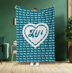 将图片加载到图库查看器，オーダーメイド 家族名前入りブランケット 毛布  誕生日ギフト 敬老の日 米寿 還暦 母の日 父の日 じいじ ばーさん - 49下地色 - HEART
