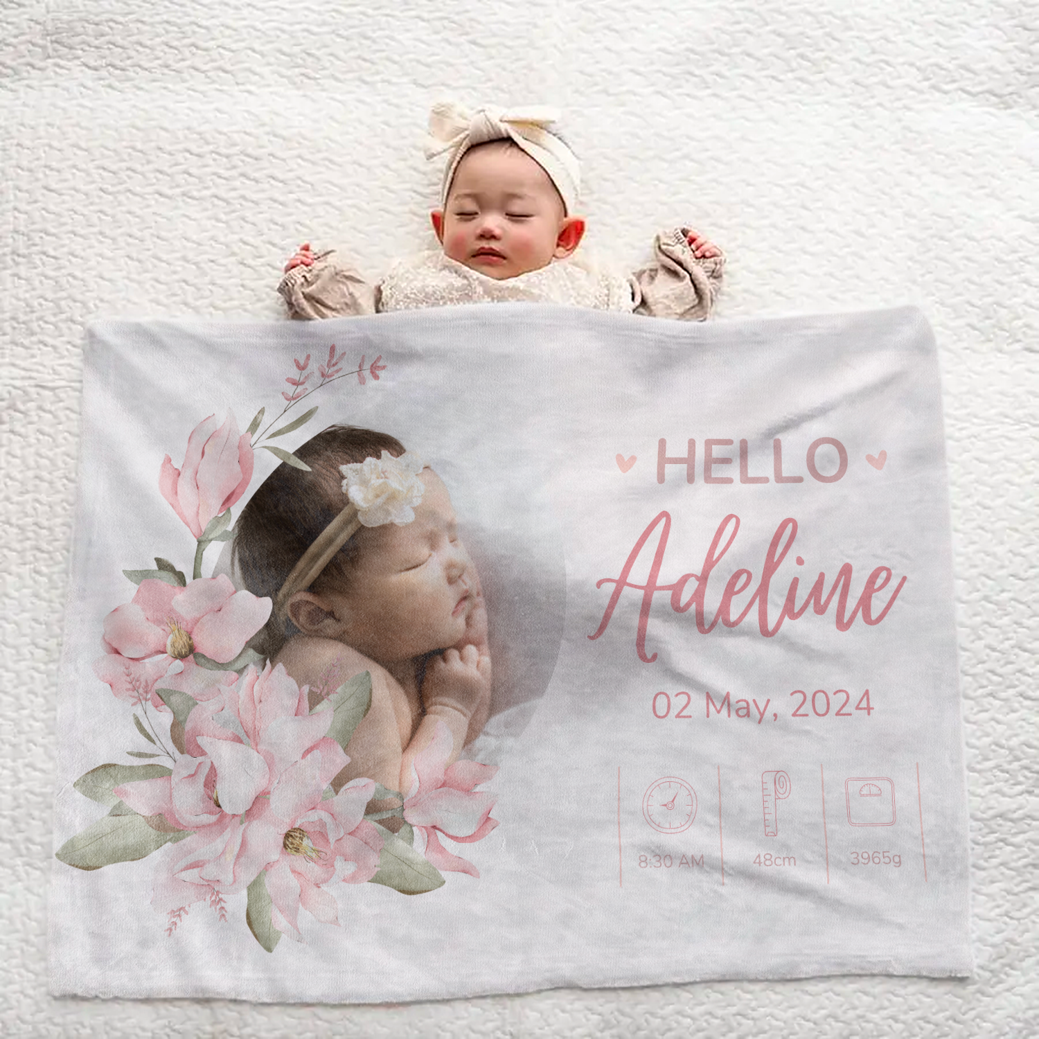 出産祝いに 写真と名前で作る大判ブランケット – Aloha Top