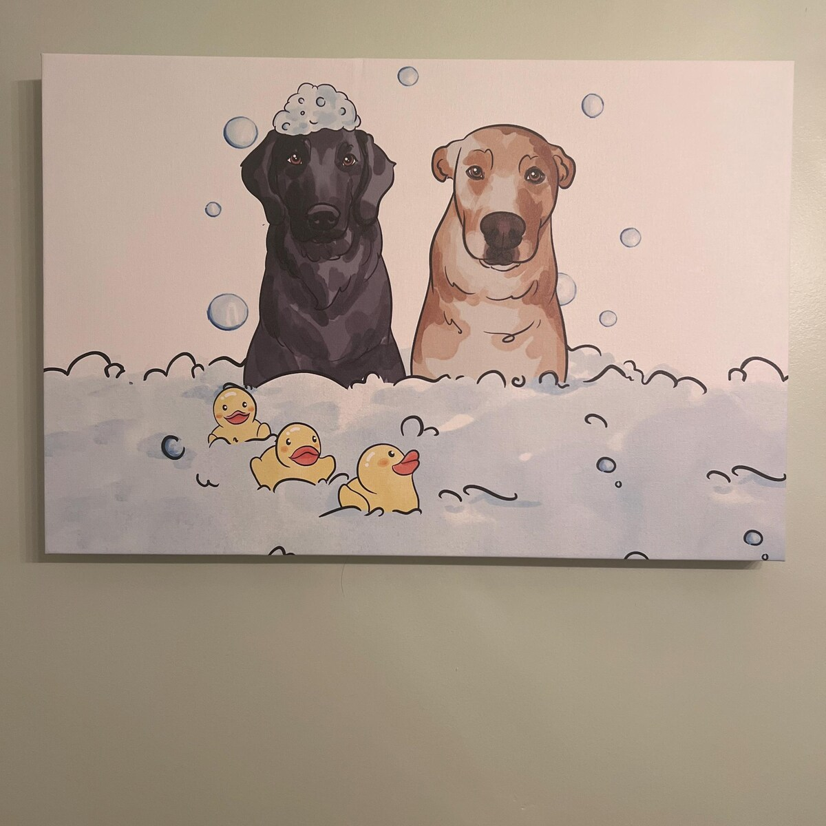 ペット似顔絵 キャンバス うちの子 インテリア 面白いペットのバスルームプリント