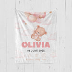 画像をギャラリービューアに読み込む, 出産祝いに名前入り大判ブランケット 女の子 男の子 赤ちゃん ベイビー★ 最高のギフト★クマと風船 11/08
