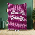 将图片加载到图库查看器，オーダーメイド 家族名前入りブランケット 膝掛け　ひざ掛け  誕生日ギフト 敬老の日 米寿 還暦 母の日 父の日 じいじ ばーさん - 49下地色 - FAMILY
