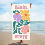 画像をギャラリービューアに読み込む, オリジナル名前入り速乾ビーチタオル· 洗顔タオル ♪ オーダーメイド - 花柄
