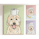 画像をギャラリービューアに読み込む, ペット似顔絵 キャンバス うちの子 インテリア 面白いペットのバスルームプリント
