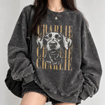 将图片加载到图库查看器，【名前入り】愛犬・愛猫のお顔プリント長袖Tシャツ・スウェット｜ヴィンテージスタイル カスタムペット長袖Tシャツ・スウェット｜プレゼントにも◎Style 3
