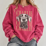 将图片加载到图库查看器，【名前入り】愛犬・愛猫のお顔プリント長袖Tシャツ・スウェット｜ヴィンテージスタイル カスタムペット長袖Tシャツ・スウェット｜プレゼントにも◎Style 3
