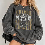 将图片加载到图库查看器，【名前入り】愛犬・愛猫のお顔プリント長袖Tシャツ・スウェット｜ヴィンテージスタイル カスタムペット長袖Tシャツ・スウェット｜プレゼントにも◎Style 3
