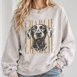 将图片加载到图库查看器，【名前入り】愛犬・愛猫のお顔プリント長袖Tシャツ・スウェット｜ヴィンテージスタイル カスタムペット長袖Tシャツ・スウェット｜プレゼントにも◎Style 3
