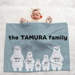 将图片加载到图库查看器，家族・子供 名前入りブランケット 膝掛け ひざ掛け｜オーダーメイドで作る世界にひとつのギフト - クマ 02 - 1/15
