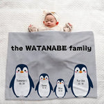 将图片加载到图库查看器，家族・子供 名前入りブランケット 膝掛け ひざ掛け｜オーダーメイドで作る世界にひとつのギフト｜ペンギン Penguin 1/15
