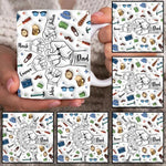 将图片加载到图库查看器，【名入れ】パパへの贈り物 ✦ 紳士パパ グータッチマグカップ 11oz｜ビール・ひげ・ネクタイ柄｜父の日ギフト｜1〜6人対応｜3Dふんわりデザイン
