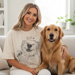 将图片加载到图库查看器，【名入れ】うちの子素描イラストTシャツ｜ペット写真で作るオーダーメイド
