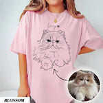 将图片加载到图库查看器，【名入れ】うちの子素描イラストTシャツ｜ペット写真で作るオーダーメイド

