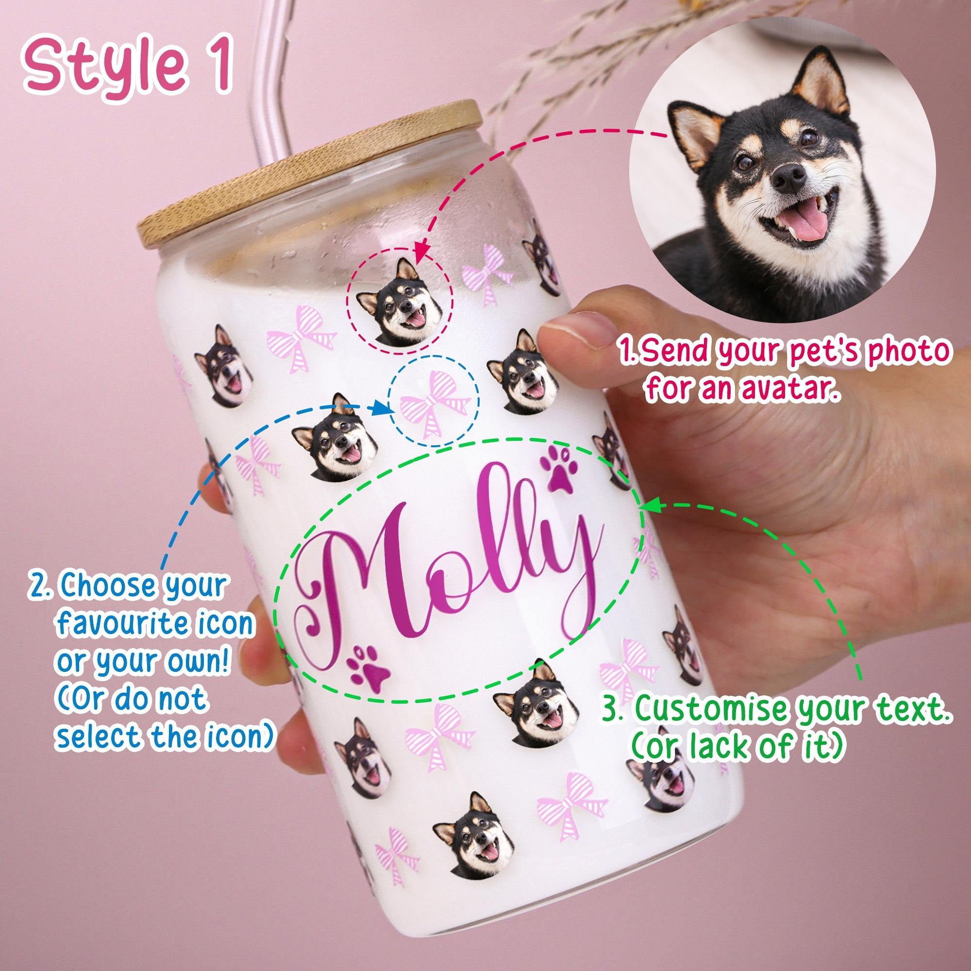 オーダーメイド  ガラス タンブラー｜写真入り 名入れ可能 ペット・カップル・赤ちゃん ギフト 16oz/450ml