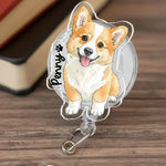画像をギャラリービューアに読み込む, 水彩イラストバッジリール｜ペット写真からオーダーメイド 犬・猫 名前入り 看護師ギフト
