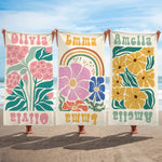 画像をギャラリービューアに読み込む, オリジナル名前入り速乾ビーチタオル· 洗顔タオル ♪ オーダーメイド - 花柄
