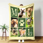 画像をギャラリービューアに読み込む, うちの子グッズ ブランケット ペット写真6-12枚 1-4 名前 膝掛け ひざ掛け 愛犬猫 オーダーメイド - Paw Print
