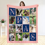 画像をギャラリービューアに読み込む, うちの子グッズ ブランケット ペット写真6-12枚 1-4 名前 膝掛け ひざ掛け 愛犬猫 オーダーメイド - Paw Print
