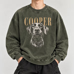 将图片加载到图库查看器，【名前入り】愛犬・愛猫のお顔プリント長袖Tシャツ・スウェット｜ヴィンテージスタイル カスタムペット長袖Tシャツ・スウェット｜プレゼントにも◎
