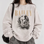 将图片加载到图库查看器，【名前入り】愛犬・愛猫のお顔プリント長袖Tシャツ・スウェット｜ヴィンテージスタイル カスタムペット長袖Tシャツ・スウェット｜プレゼントにも◎
